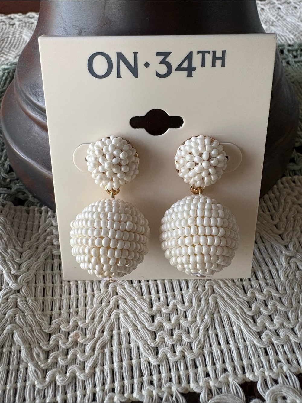 Pearl Statement Drop Earrings Beaded Bridal NWT